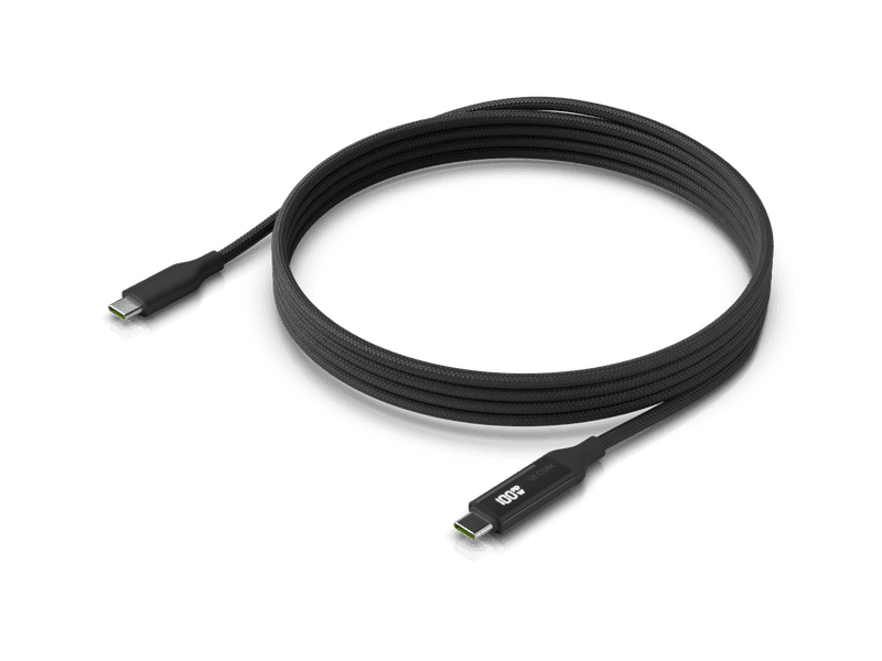 Ubiquiti USB-C Cable with Charge Display 2M, Black, Braided Power & Data Cable With A Double-sided Charge Display,100W Max Power Output