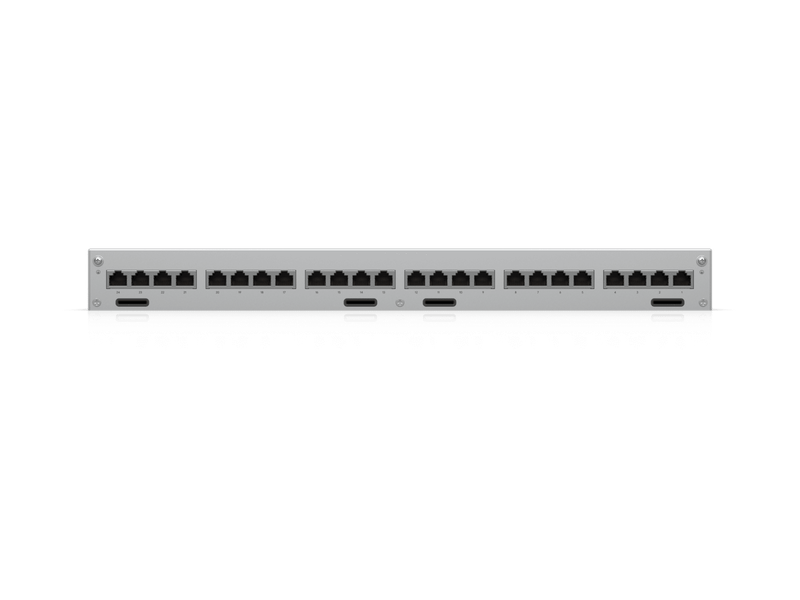 Ubiquiti Ethernet Surge Protection,Rack-mount Indoor Panel Supports Up To 10 GbE, PoE++, 20kA Surge Discharge/Port,24-port Integrated,1U Rack-mount