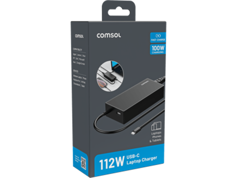 Comsol 112W USB-C Laptop Charger with USB-A Port UC112CAB