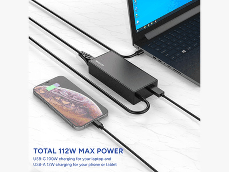 Comsol 112W USB-C Laptop Charger with USB-A Port UC112CAB
