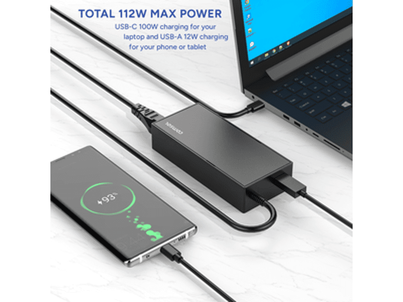 Comsol 112W USB-C Laptop Charger with USB-A Port UC112CAB