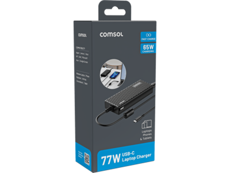 Comsol 77W USB-C Laptop Charger with USB-A Port UC77CAB