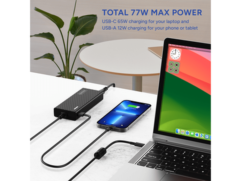 Comsol 77W USB-C Laptop Charger with USB-A Port UC77CAB