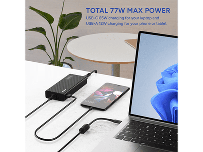 Comsol 77W USB-C Laptop Charger with USB-A Port UC77CAB