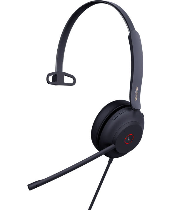 Yealink Wired UH37 UC Mono Headset, Noise Cancelling Mic, Leather, USB-C, C to A Adapter