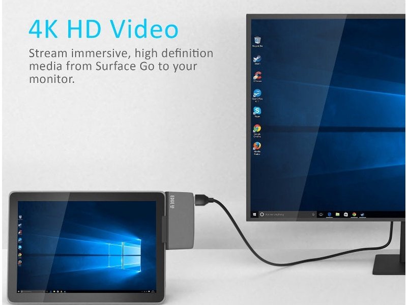 mbeat® Edge Go Multifunction USB- C Hub for Microsoft Surface Go (USB 3.0 Data x 2, USB-C Data x 1, HDMI, 3.5mm Audio, USB-C PD pass through charge