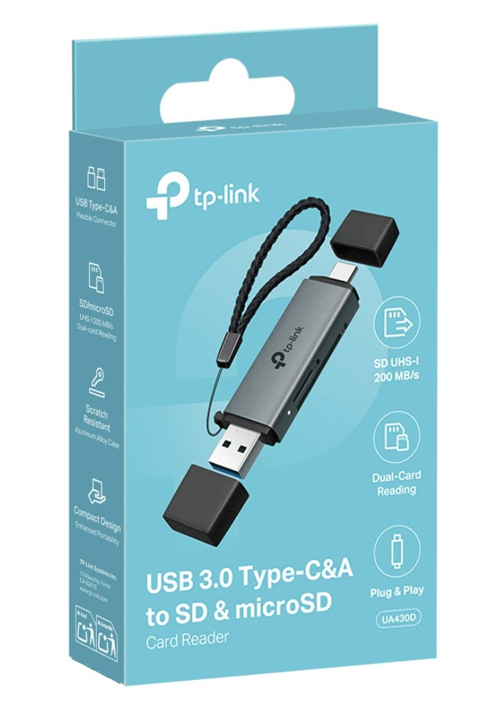 TP-Link UA430D USB 3.0 Type-C&A to SD & microSD 3.0 Card Reader UA430D