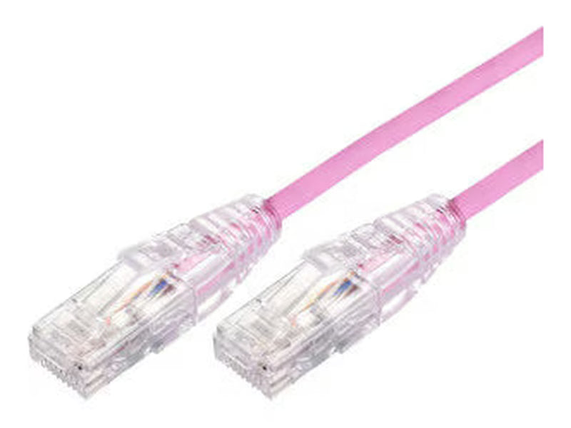30cm Ultra Thin Cat 6A UTP Snagless Patch Cable LSZH - Pink
