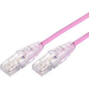 30cm Ultra Thin Cat 6A UTP Snagless Patch Cable LSZH - Pink