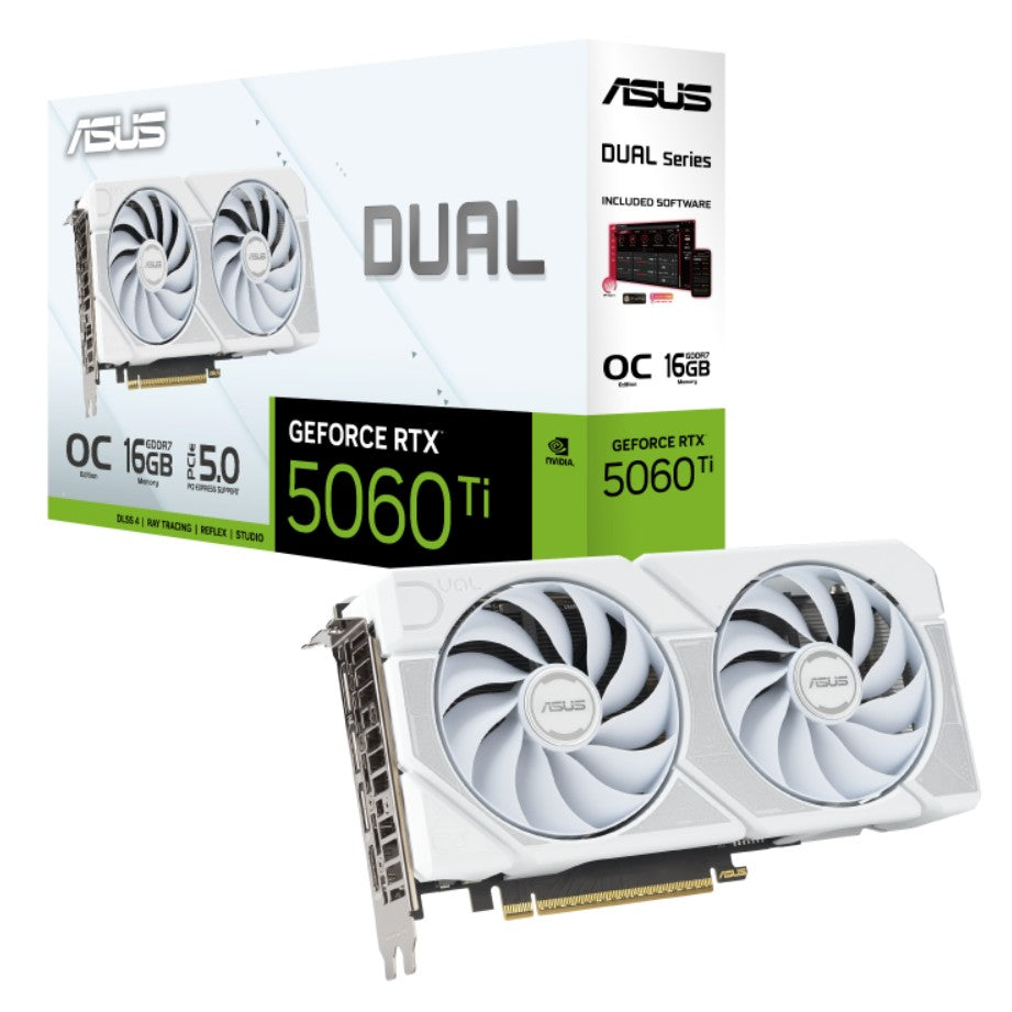 ASUS Dual GeForce RTX 5060 Ti OC Edition 16GB GDDR7 Graphics Card - White