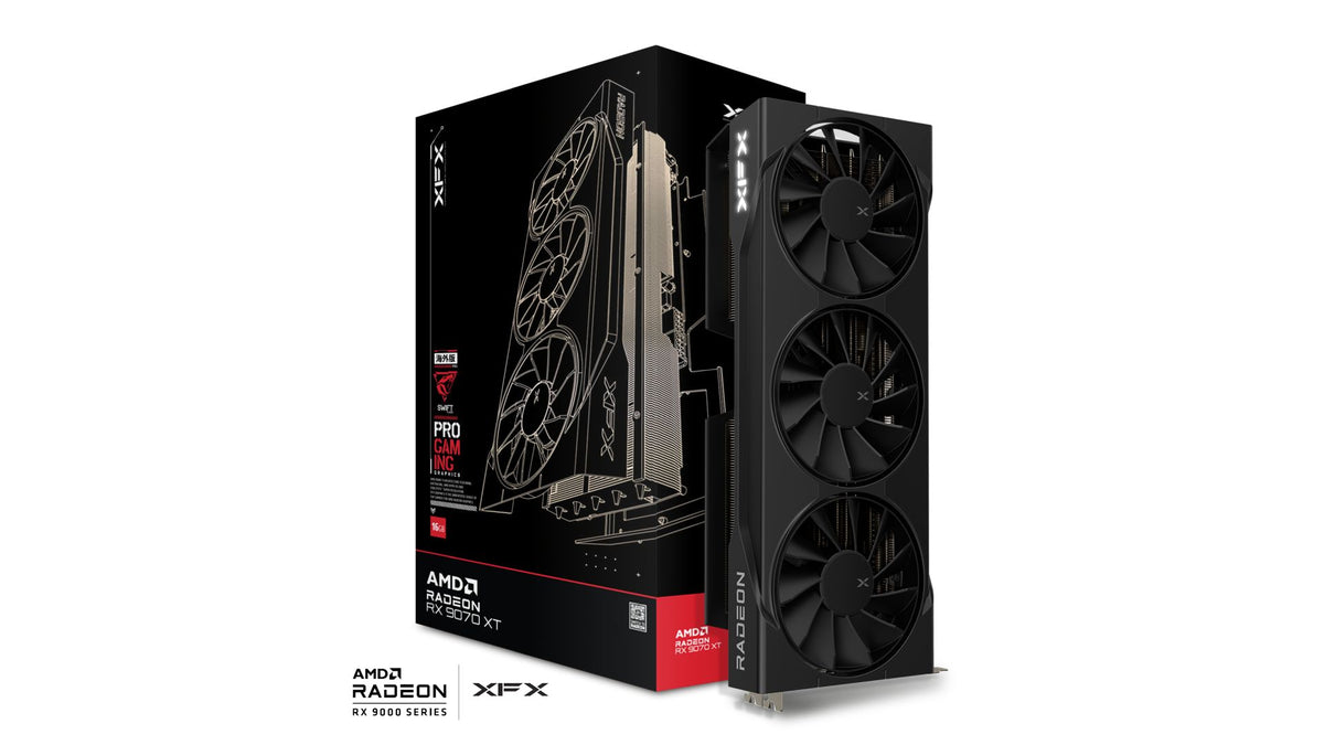 XFX AMD Radeon RX 9070XT Swift Triple Fan Gaming Edition with 16GB GDDR6 HDMI 3xDP Video Card