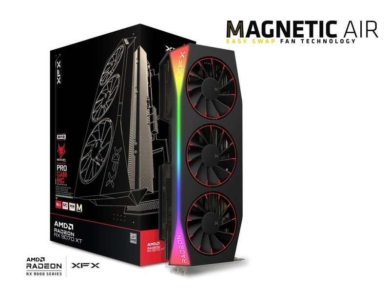 XFX Mercury AMD Radeon RX 9070XT OC Magnetic Air Edition with RGB 16GB GDDR6 Video Card