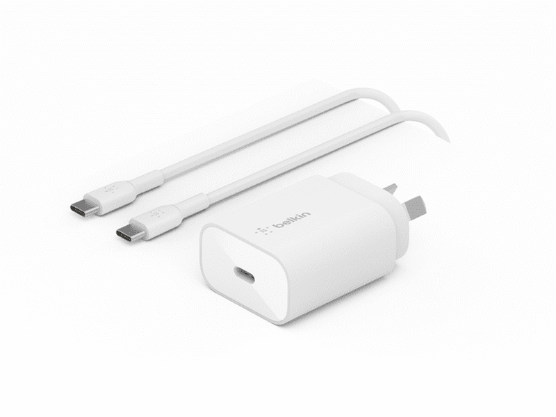 Belkin 1 Port Wall Charger With PPS 25W USB-C 1 USB-C Cable White