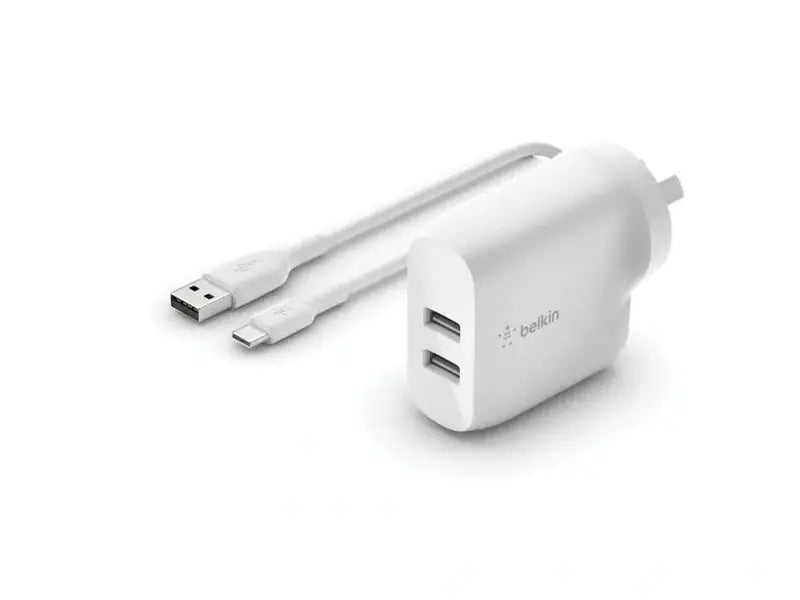 Belkin BoostCharge Dual Wall Charger 24W + USB-A To USB-C Cable