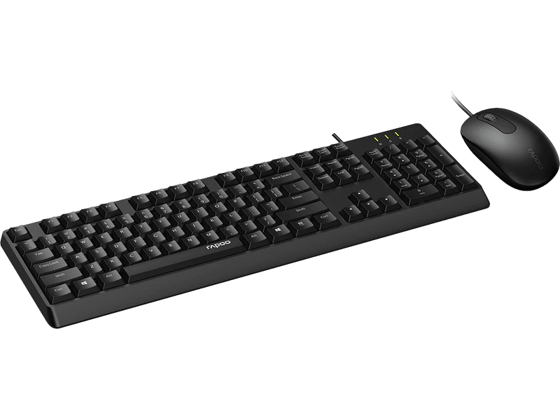 RAPOO X130pro - Wired Keyboard and Mice Combo Black with Spill Resistant / 1000dpi Optical Business and Office choice. Full Size with Numpad.