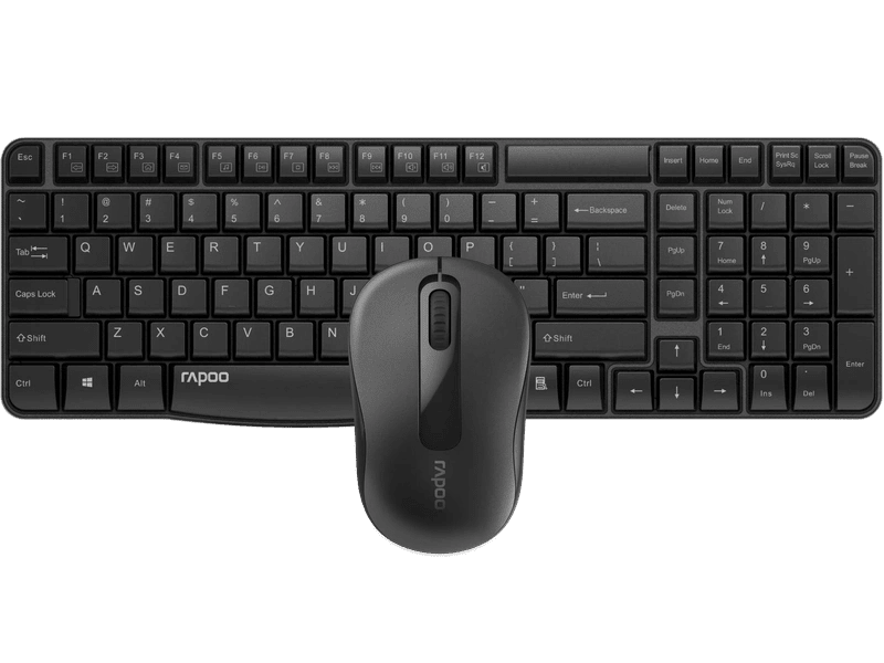 RAPOO X1800S 2.4GHz Wireless Optical Keyboard Mouse Combo Black - 1000DPI Nano Receiver 12m Battery Black
