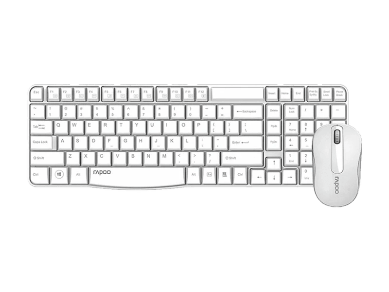 RAPOO X1800S 2.4GHz Wireless Optical Keyboard Mouse Combo Black - 1000DPI Nano Receiver 12m Battery White By Order