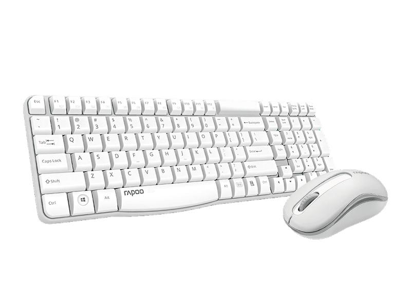 RAPOO X1800S 2.4GHz Wireless Optical Keyboard Mouse Combo Black - 1000DPI Nano Receiver 12m Battery White By Order