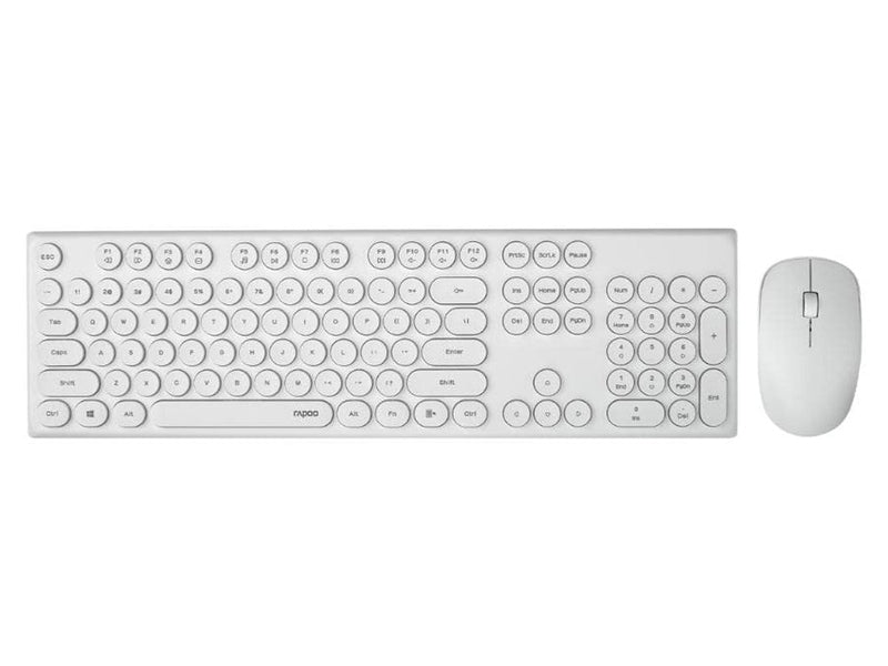 RAPOO X260S Wireless Optical Mouse & Keyboard Black - 2.4G Connection, 10M Range, Spill-Resistant, Retro Style Round Key Cap, 1000DPI - White By order