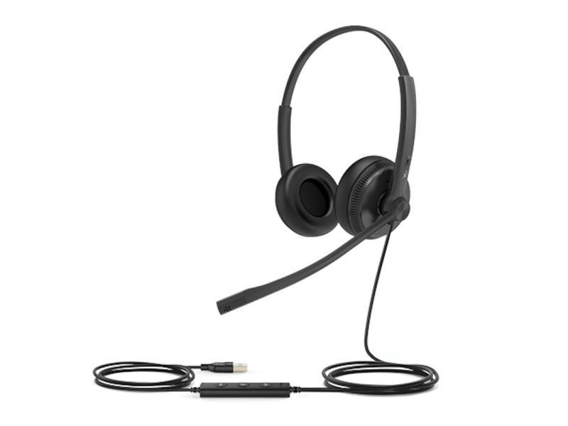 Yealink Wired UH34 UC Stereo Headset, Noise Cancelling Mic, Leather Cushion, USB-A