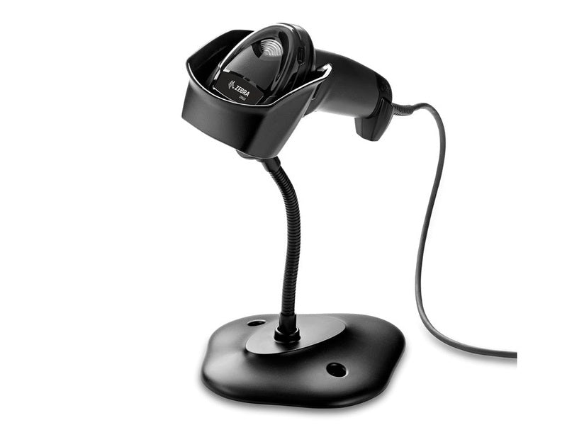 Zebra DS2208 Black Standard Range 1D/2D Handheld Corded Barcode Scanner Kit – Scanner, Shielded USB Cable & Stand Included