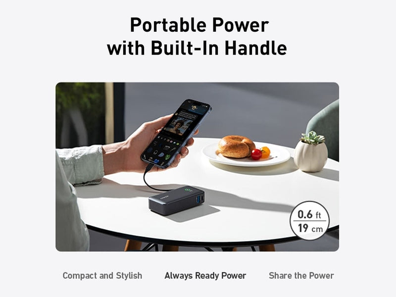 Anker Nano 10K 30W Power Bank with Built-In USB-C Cable A1259H11