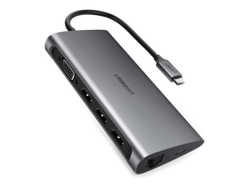 UGREEN Type C 8 in 1 Multifultion adaptor VGA/RJ45/USB3.0 x 3/SD/TF/TypeC PD Protocal 50539