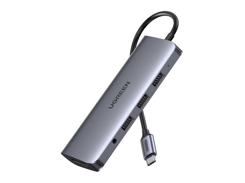 UGREEN USB-C To 3*USB 3.0 A+HDMI+VGA+RJ45 Gigabit+SD/TF+AUX3.5mm+PD Converter Gray with PD 80133