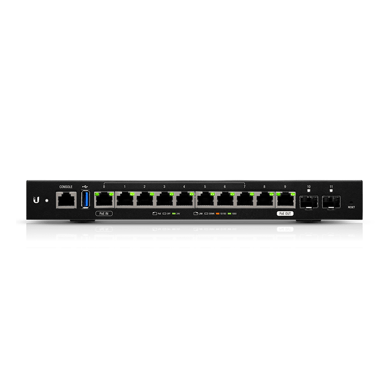 Ubiquiti EdgeRouter 12 - 10-Port Gigabit Router, 2 SFP Ports- 24v Passive PoE In and Out Limited