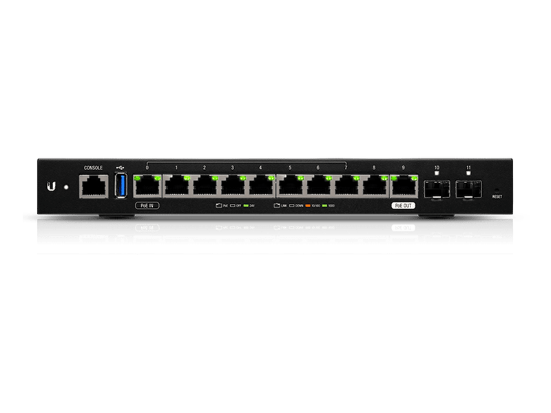 Ubiquiti EdgeRouter 12 - 10-Port Gigabit Router, 2 SFP Ports- 24v Passive PoE In and Out Limited
