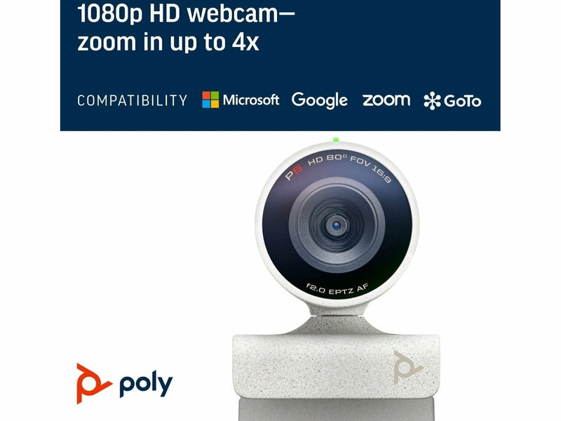 HP Poly Studio P5 FHD USB Professional Webcam with Microphone & Privacy Shutter
