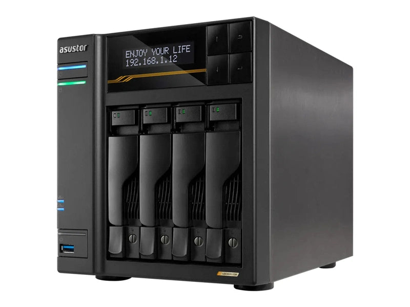 Asustor Lockerstor 4 Gen3 AS6804T 4 Bay NAS, Quad-Core 2.3GHz 2x 10GbE, 2x 5GbE, 16GB, 4x M.2 SSD Slots Diskless