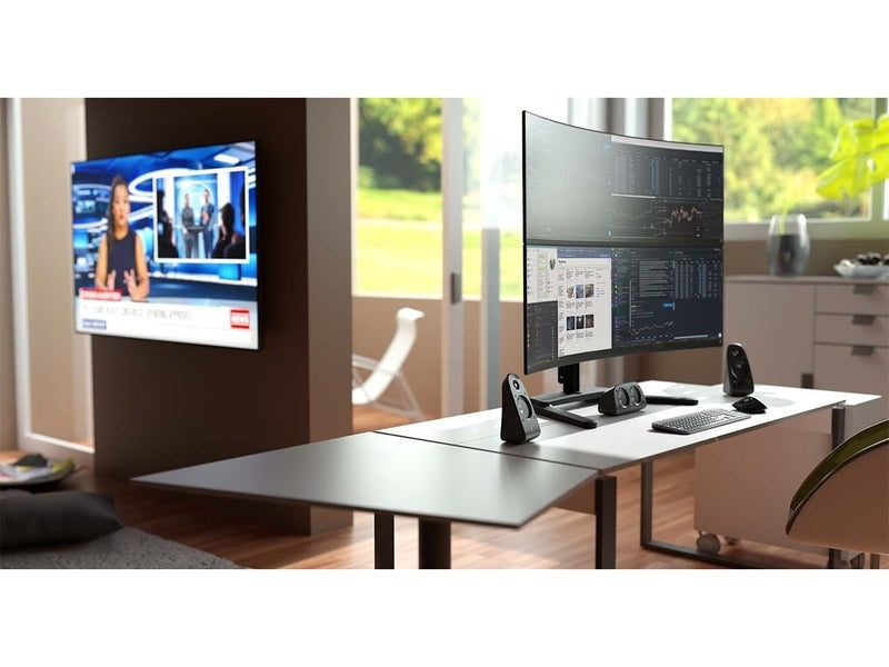 Atdec AWMS-2-BT75-FS-S Freestanding Dual Stack Heavy Monitor Desk Mount - Silver