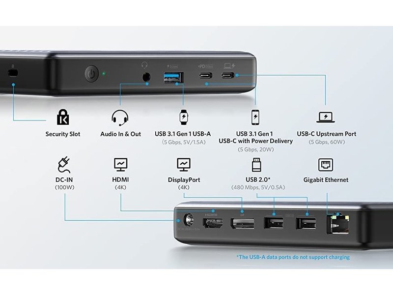 Anker PowerExpand 9-in-1 USB-C Dual Display HDMI DisplayPort 60W Docking Station