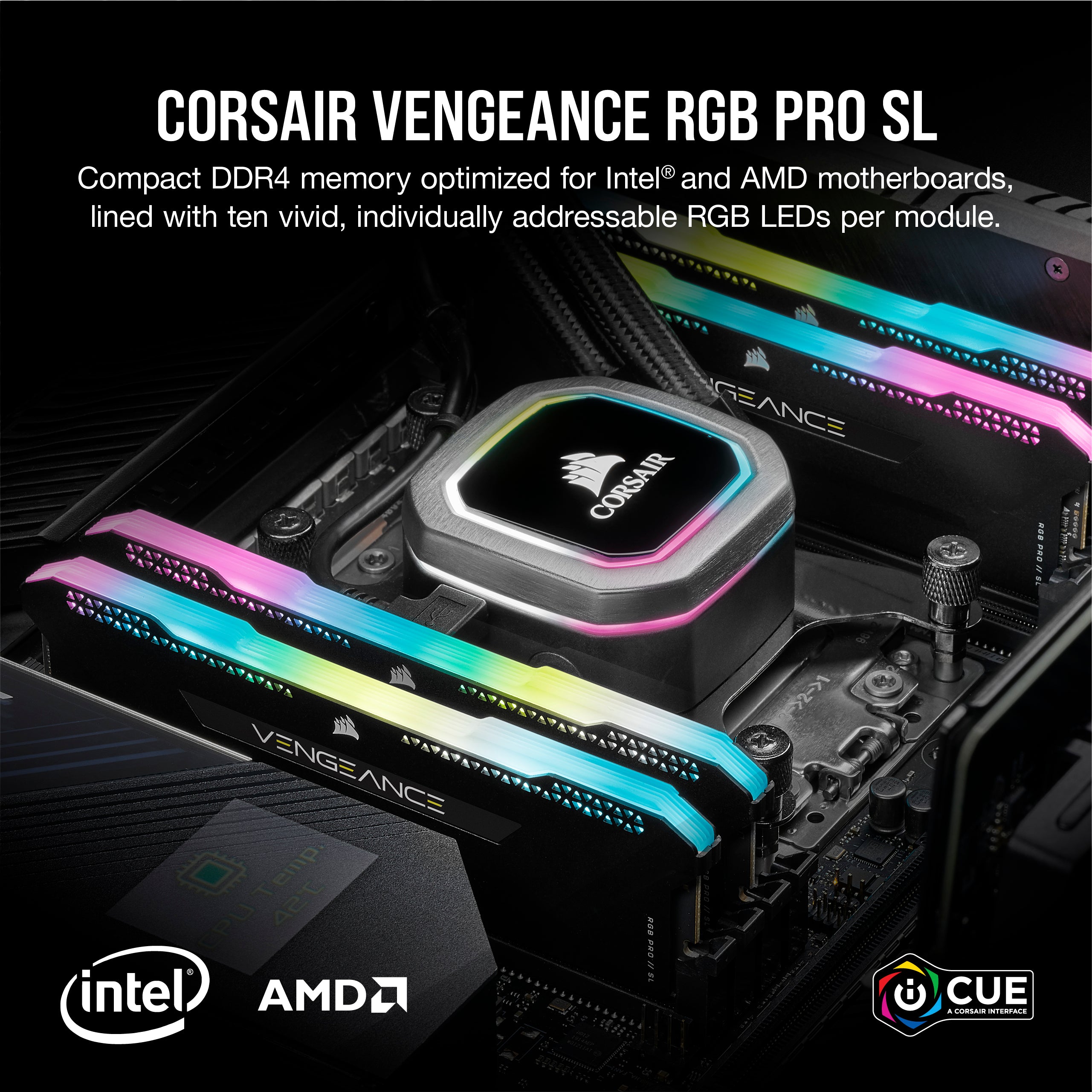 Corsair Vengeance RGB PRO SL 32GB 2x 16GB DDR4 3200MHz Desktop Memory - Black