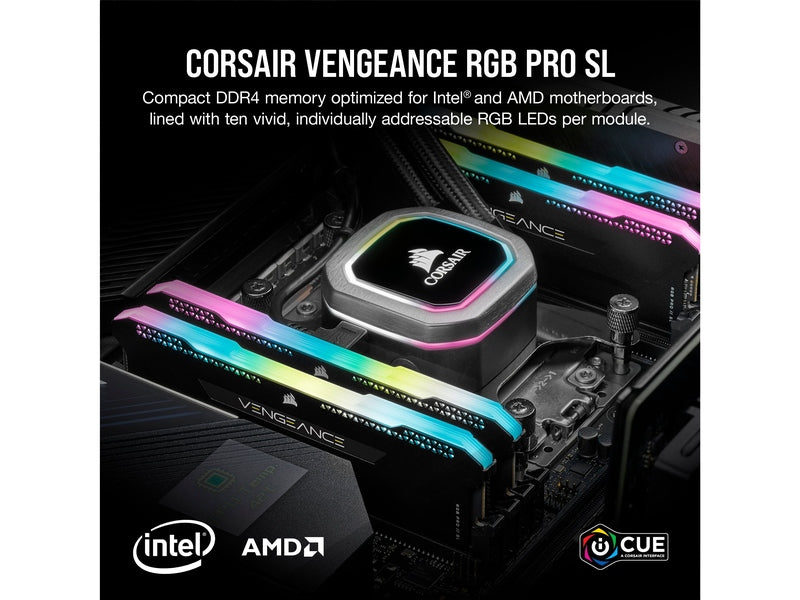Corsair Vengeance RGB PRO SL 32GB 2x 16GB DDR4 3200MHz Desktop Memory - Black