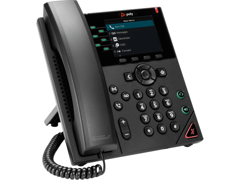 HP Poly VVX 350 6-Line IP Phone and PoE-enabled 89B68AA