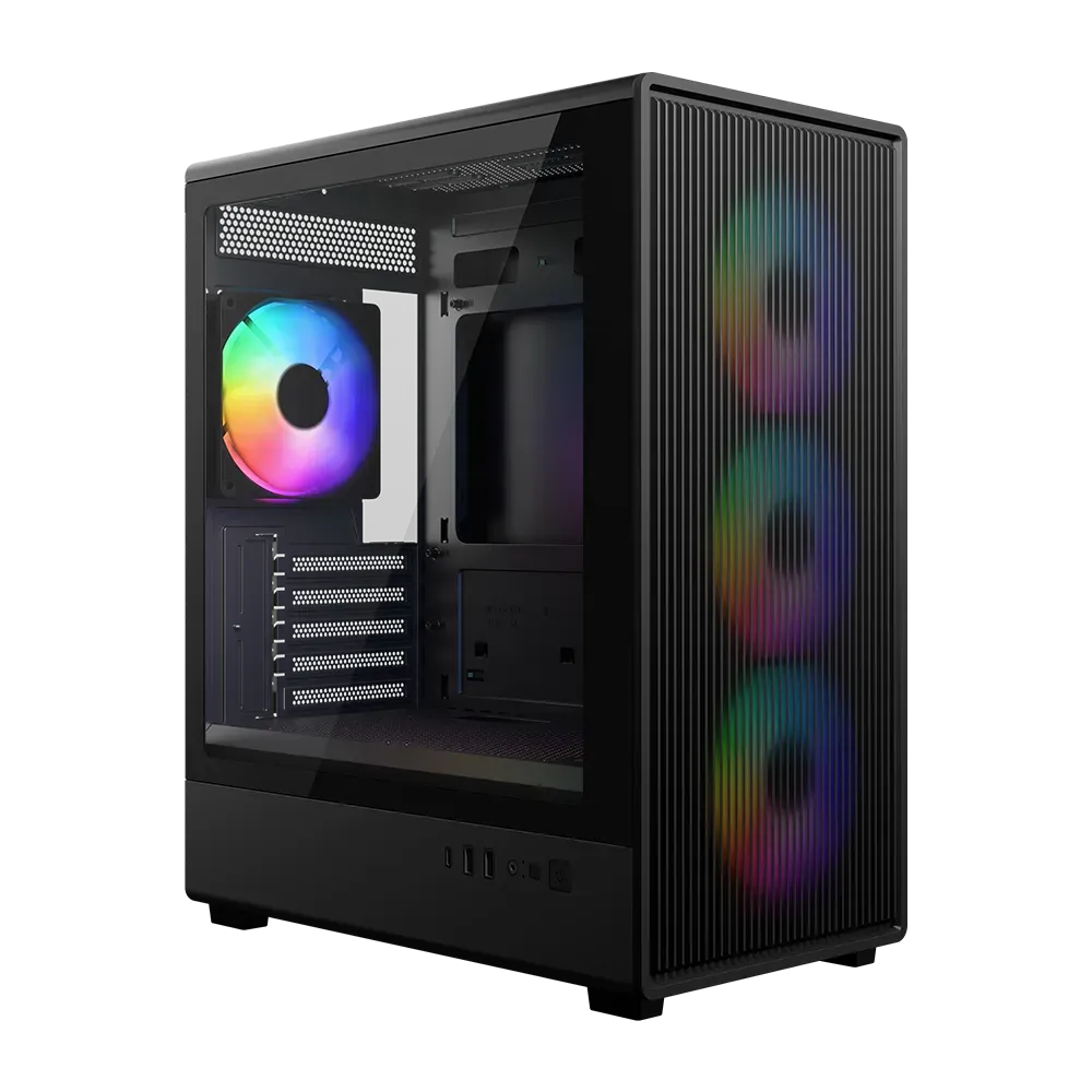 Cooler Master Elite 350 Micro-ATX Case w/ 4x ARGB Fans & Tempered Glass - Black
