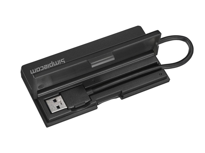 Simplecom CH329 Portable 4 Port USB 3.2 Gen1 USB 3.0 5Gbps Hub with Cable Storage - Black