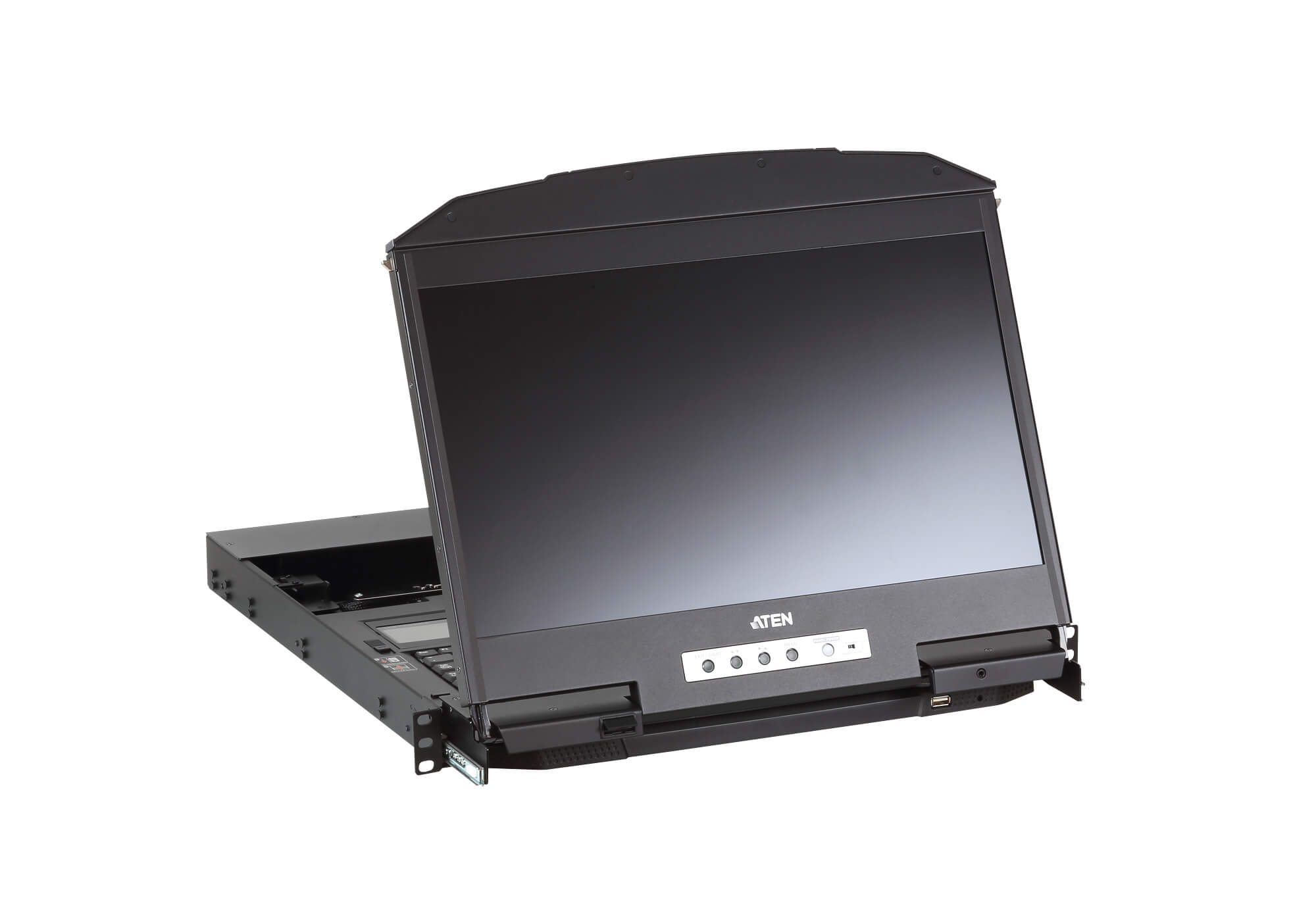 Aten Rackmount Dual Rail LCD Console VGA,HDMI,DVI & USB w/ 18.5' LCD Display, 1x Custom KVM Cable Included