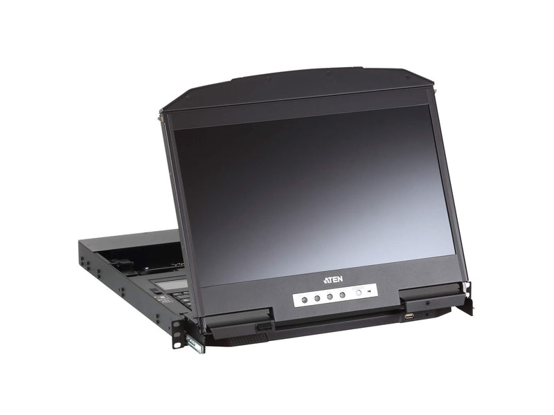 Aten Rackmount Dual Rail LCD Console VGA,HDMI,DVI & USB w/ 18.5' LCD Display, 1x Custom KVM Cable Included