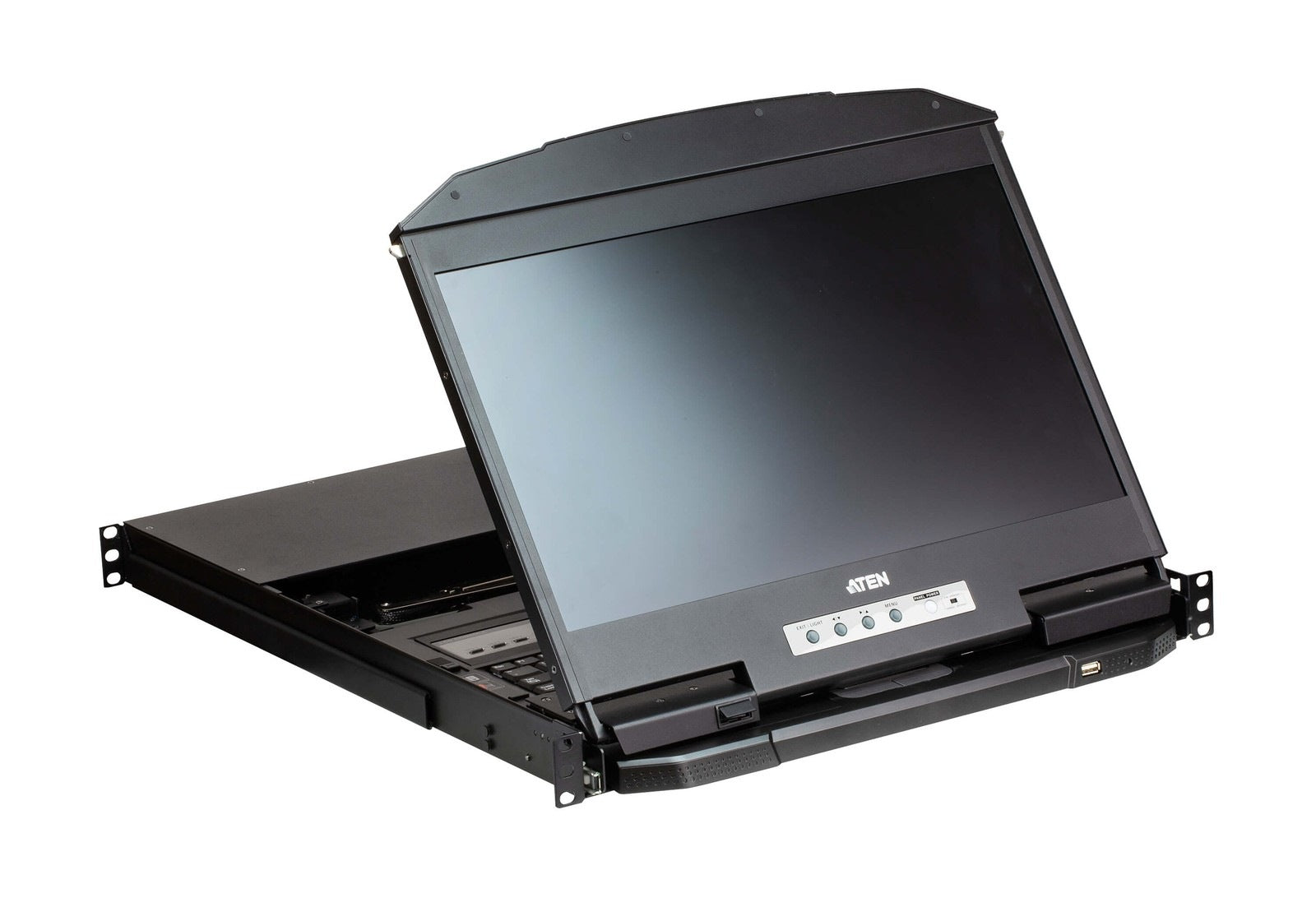 Aten 18.5' Short Depth 4-Port HDMI LCD KVM, Dual Rail and widescreen support
