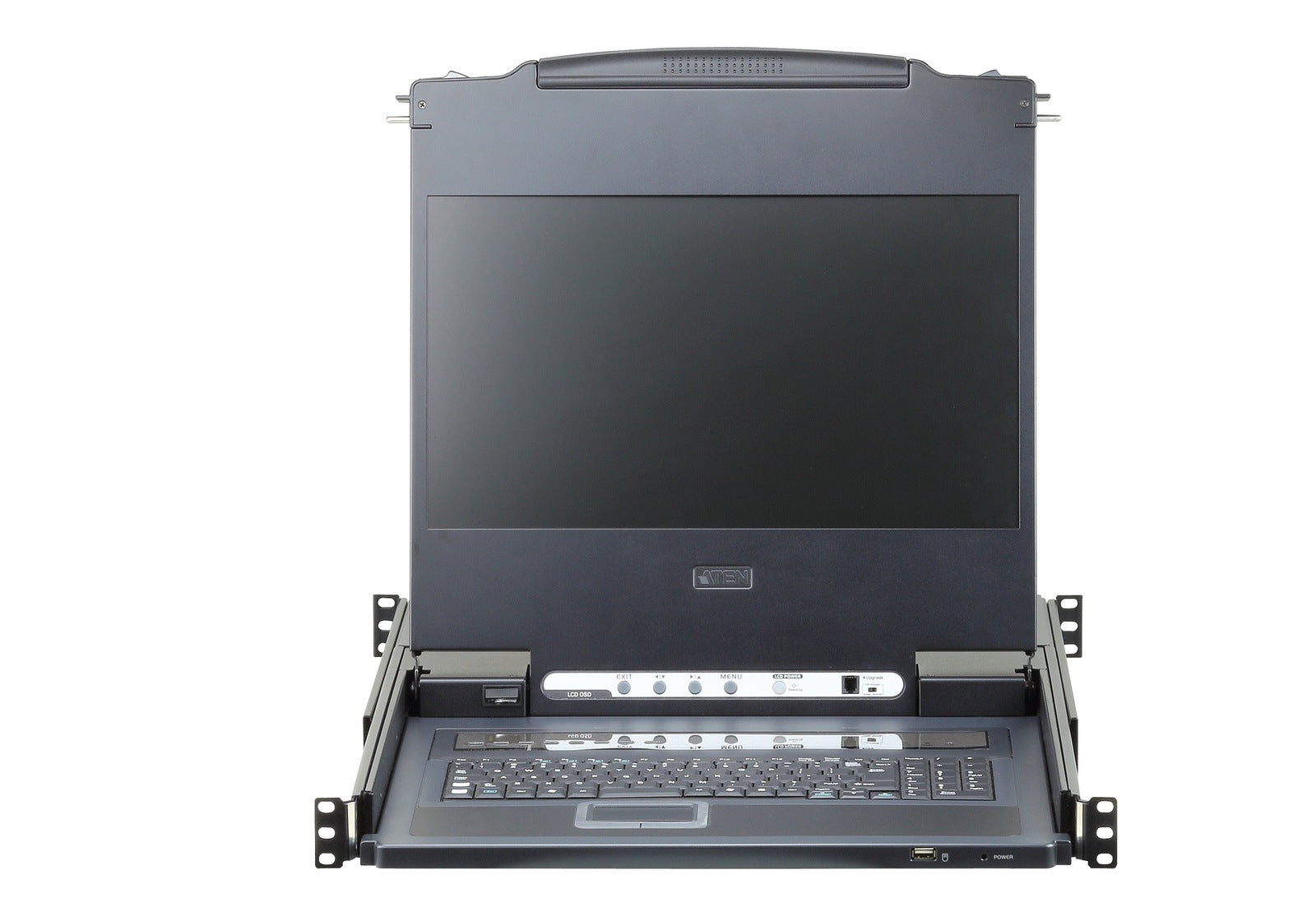Aten Rackmount KVM Switch Single Rail 8 Port DVI USB w/ 17.3' LCD Display, 2x Custom KVM Cables