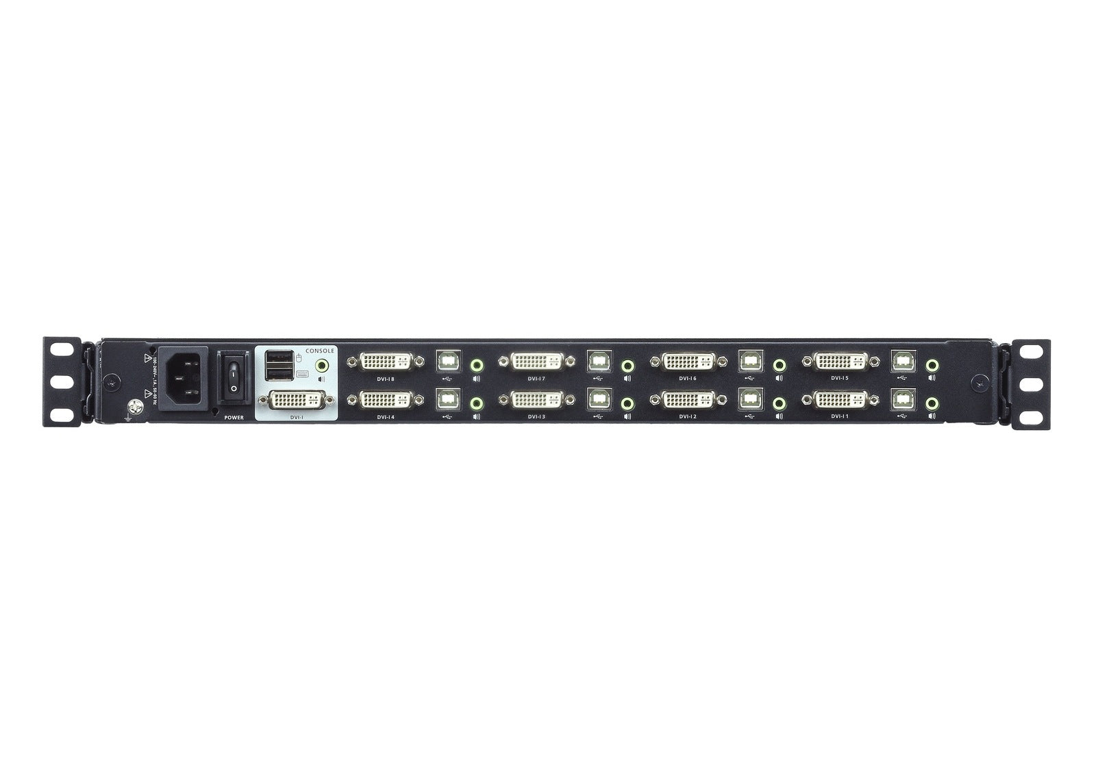 Aten Rackmount KVM Switch Single Rail 8 Port DVI USB w/ 17.3' LCD Display, 2x Custom KVM Cables