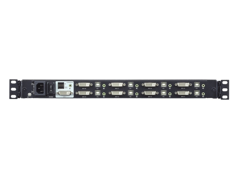 Aten Rackmount KVM Switch Single Rail 8 Port DVI USB w/ 17.3' LCD Display, 2x Custom KVM Cables