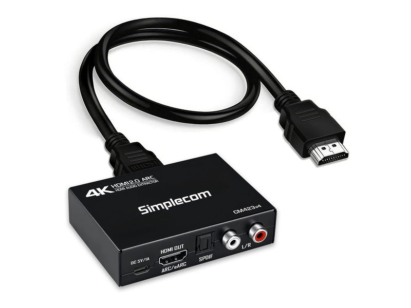 Simplecom CM423v4 HDMI 2.0 Audio Extractor Optical SPDIF + 3.5mm Stereo with ARC 4K@60Hz