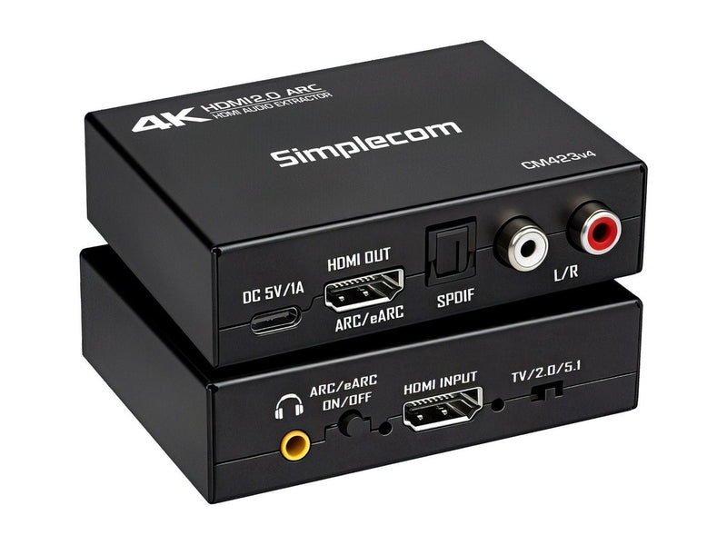 Simplecom CM423v4 HDMI 2.0 Audio Extractor Optical SPDIF + 3.5mm Stereo with ARC 4K@60Hz