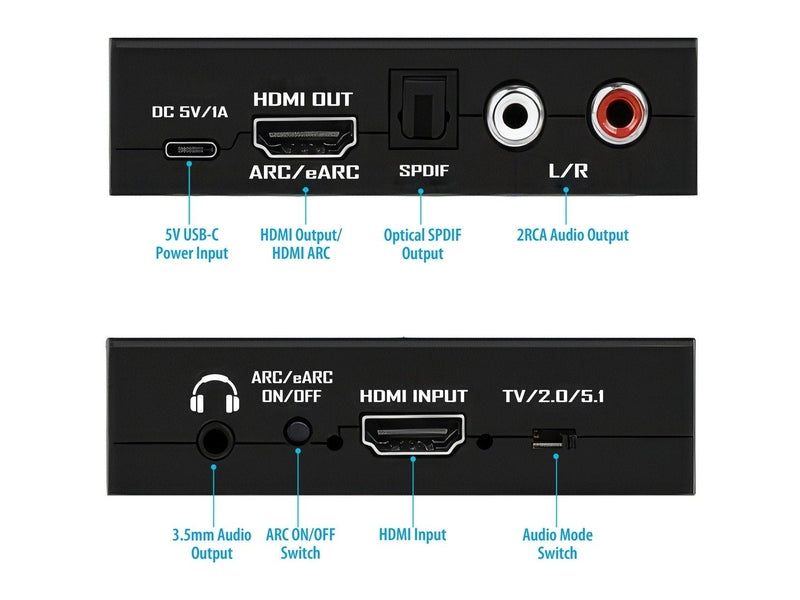 Simplecom CM423v4 HDMI 2.0 Audio Extractor Optical SPDIF + 3.5mm Stereo with ARC 4K@60Hz