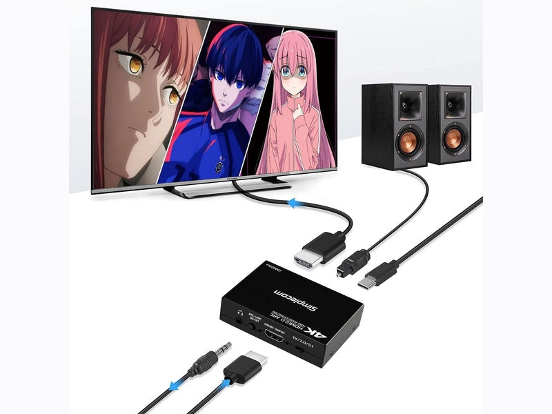 Simplecom CM423v4 HDMI 2.0 Audio Extractor Optical SPDIF + 3.5mm Stereo with ARC 4K@60Hz