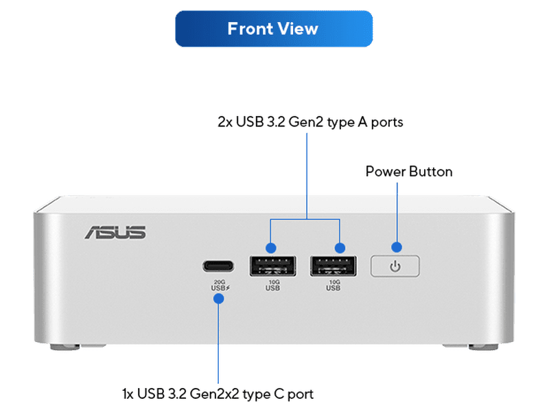 ASUS NUC 15 Pro+ Mini PC Barebone Kit - Intel Core Ultra 9-285H Silver 3YRS | DDR5 0/2 , M.2 0/1 , WL, SILVER, 3YR RTB